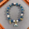 The natural blue sugar heart agate ruyi fortune bag pendant beads and agate bracelet of the same style as the temple bring you continuous good luck details Picture